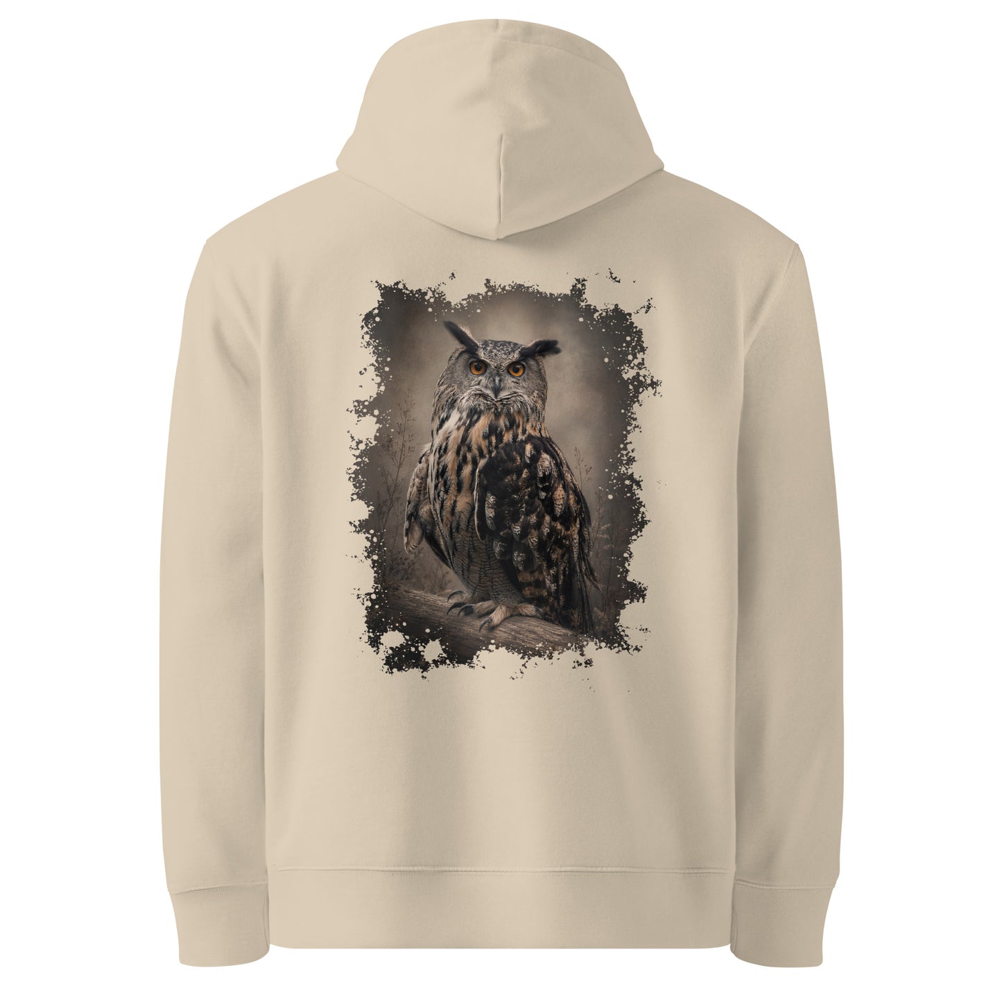 Detailed flat lay view of the Bear's Gaze sustainable organic t-shirt, showcasing the striking Nordic brown bear wildlife art by Jarno Virtanen.