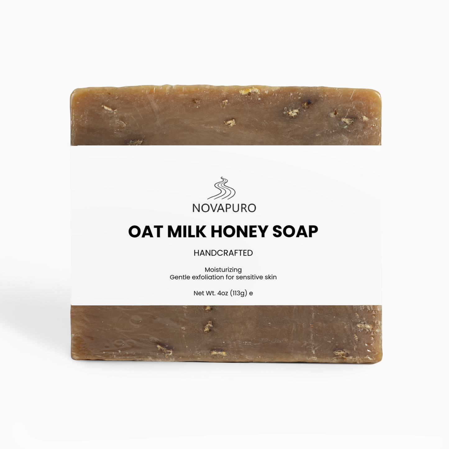 Novapuro Nordic Wilderness Oat Milk and Honey soap bar in minimalist packaging for sensitive skin.