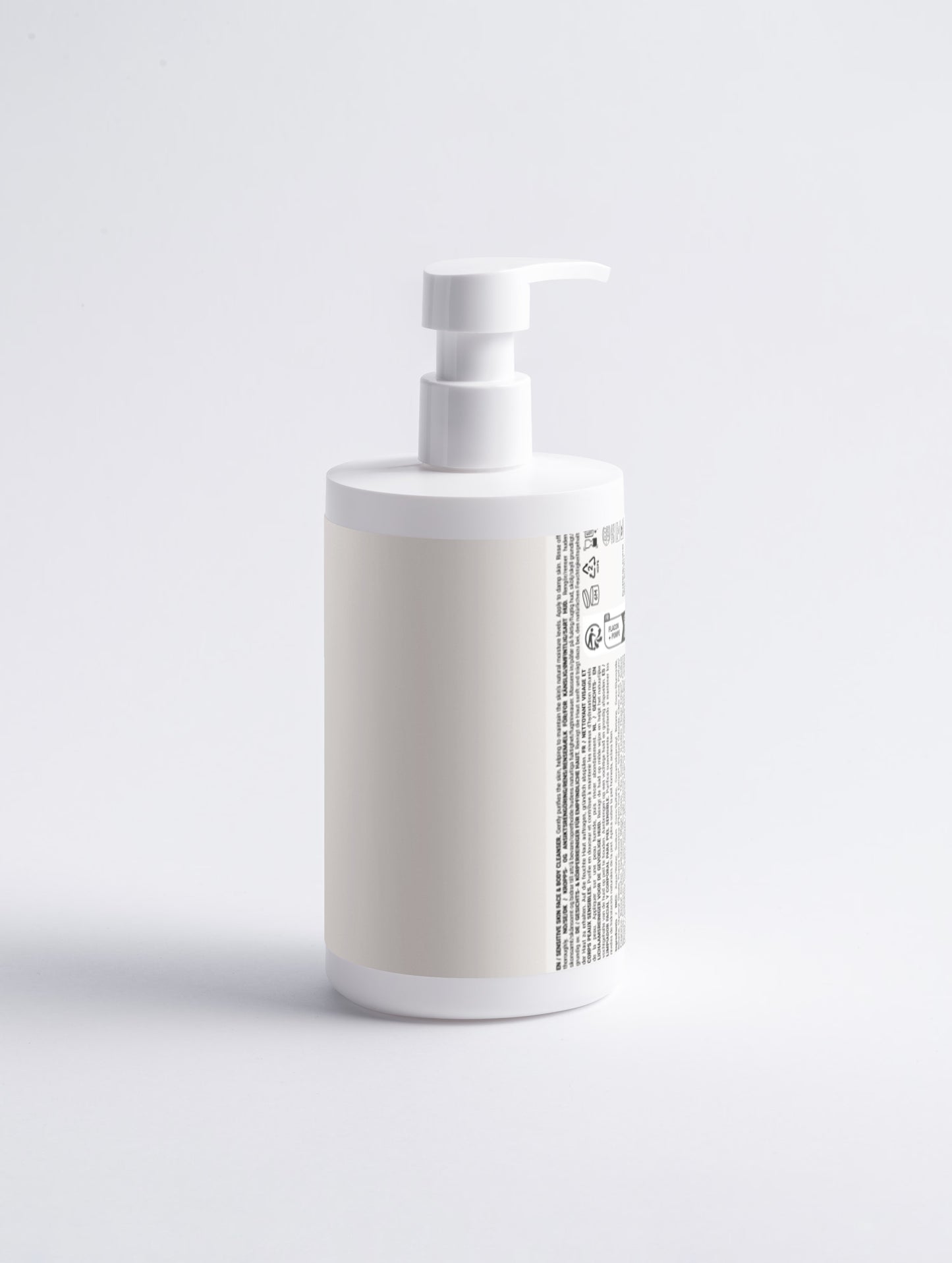 Minimalist packaging of the Novapuro face and body wash featuring natural linden and jasmine extracts.