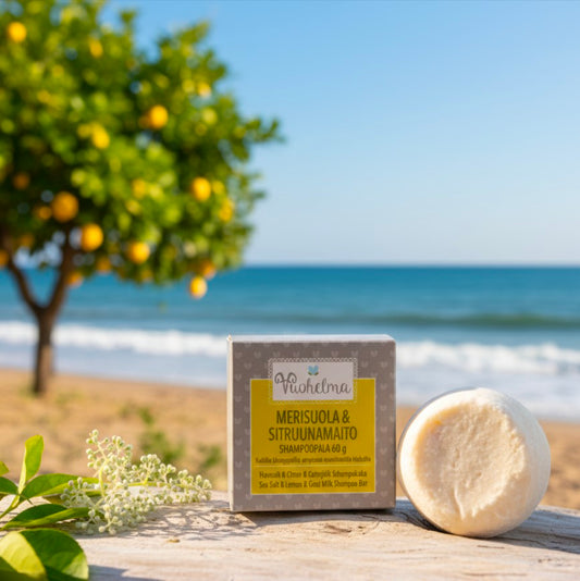 Vuohelma Shampoopala: Merisuola & Sitruunamaito
