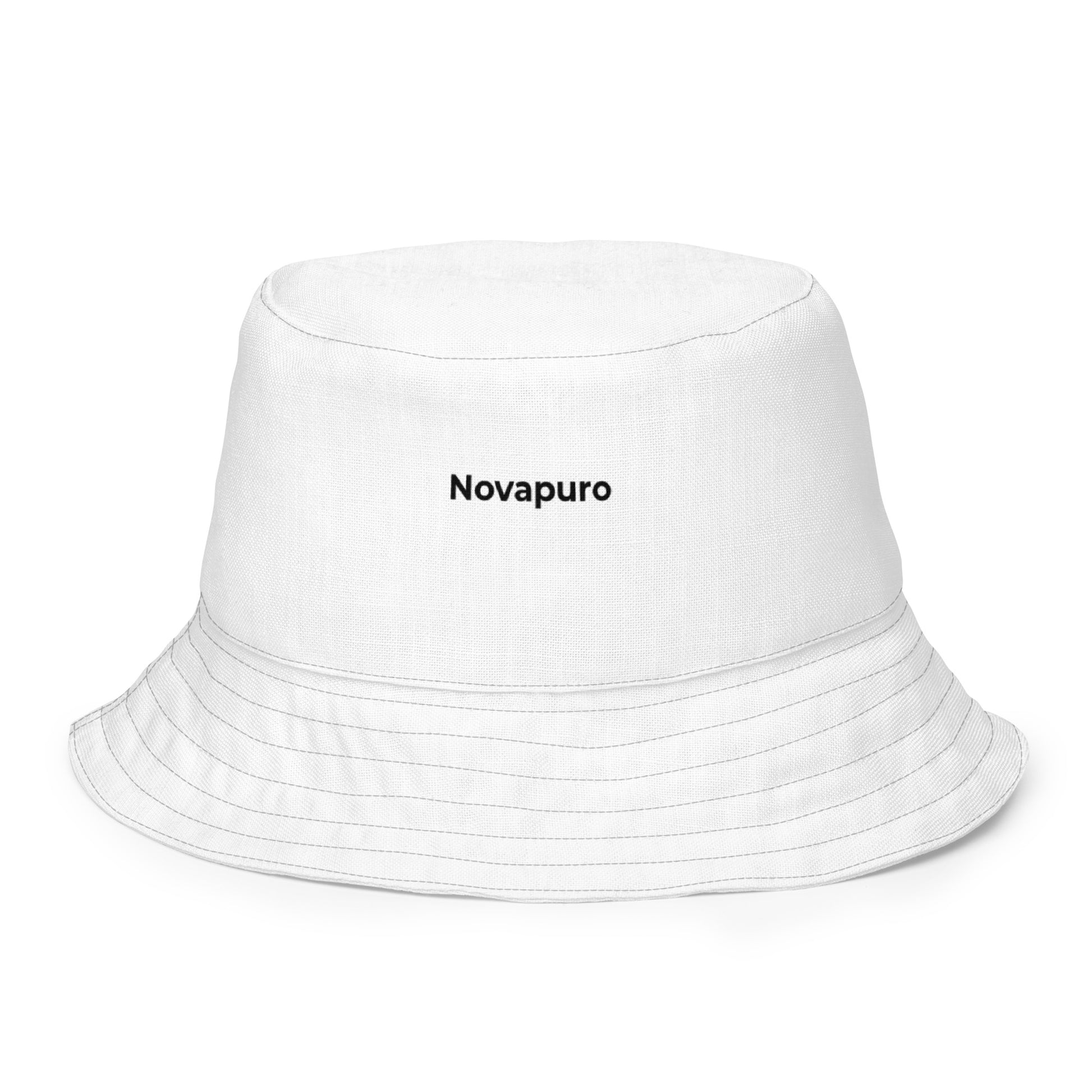 Versatile minimalist reversible bucket hat showcasing a clean Nordic aesthetic and abstract Spring Ice pattern, designed for sustainable streetwear by Novapuro