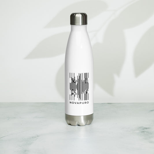 Novapuro Sound Wave Premium Insulated Bottle. Sustainable stainless steel thermal bottle with modern graphic design. Keeps drinks cold or hot.