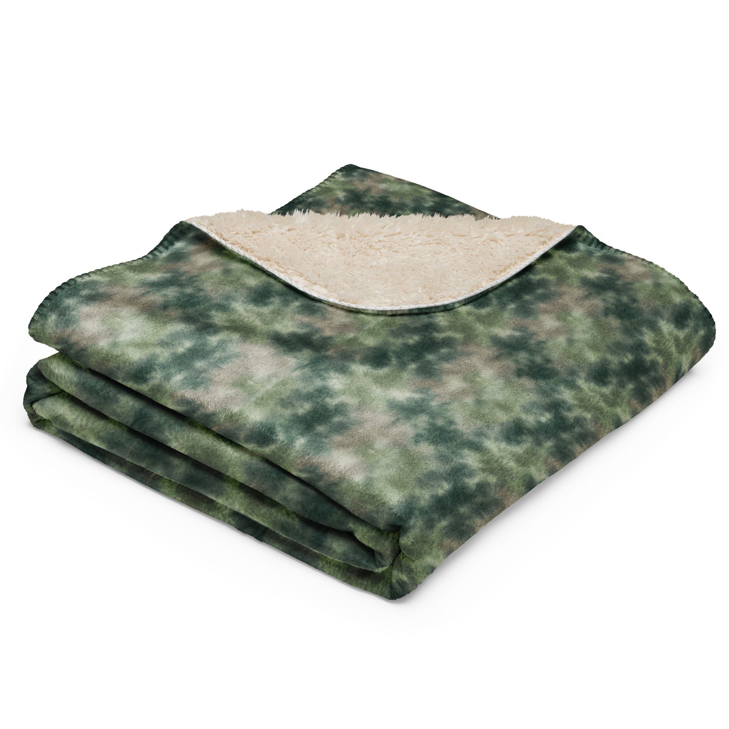 Novapuro Premium Sherpa Blanket with Nordic forest green design. Soft, sustainable throw for cozy home decor.