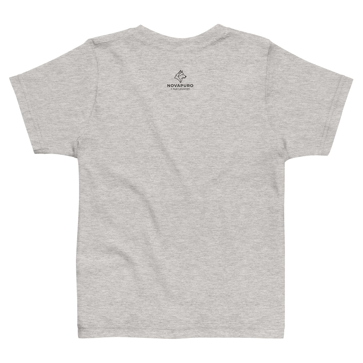 Heather gray toddler t-shirt featuring a detailed Nordic badger illustration, a nature-inspired collaboration between Novapuro and Auli Leivonen.