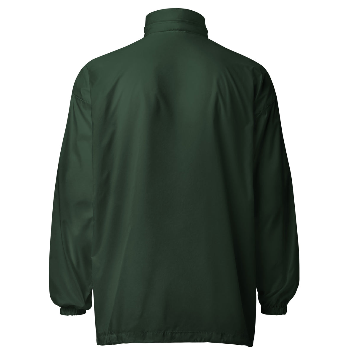 A smiling woman wearing the dark green Novapuro x Annette Thomé-Marttinen 'Nordic Fox' windbreaker jacket, featuring a minimalist white fox illustration on the chest.
