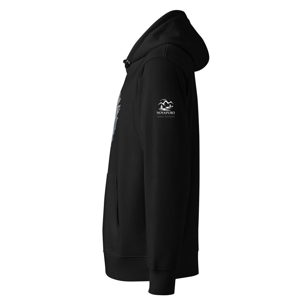 Side view highlighting the comfortable medium fit and premium organic blend fabric of the Baltic Grey Seal eco-friendly everyday hoodie.