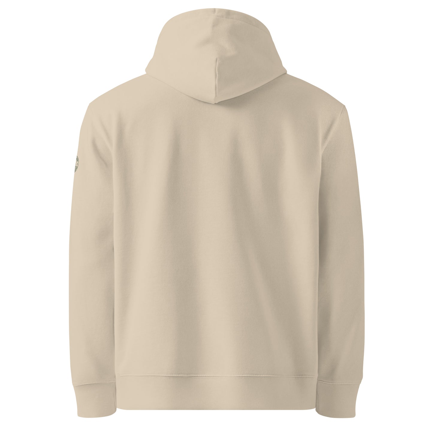 Back view of the sustainable heavyweight organic cotton hoodie from the Jetro Luhtaa Nordic nature collection.