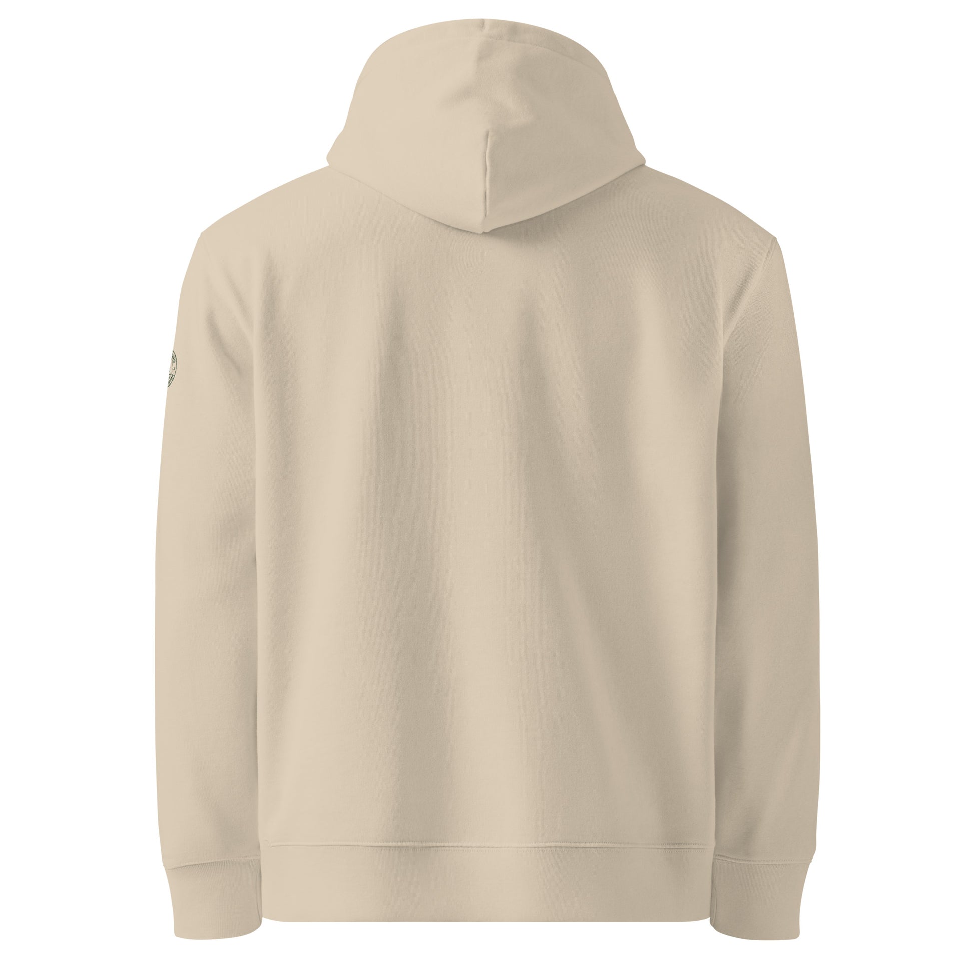 Back view of the sustainable heavyweight organic cotton hoodie from the Jetro Luhtaa Nordic nature collection.