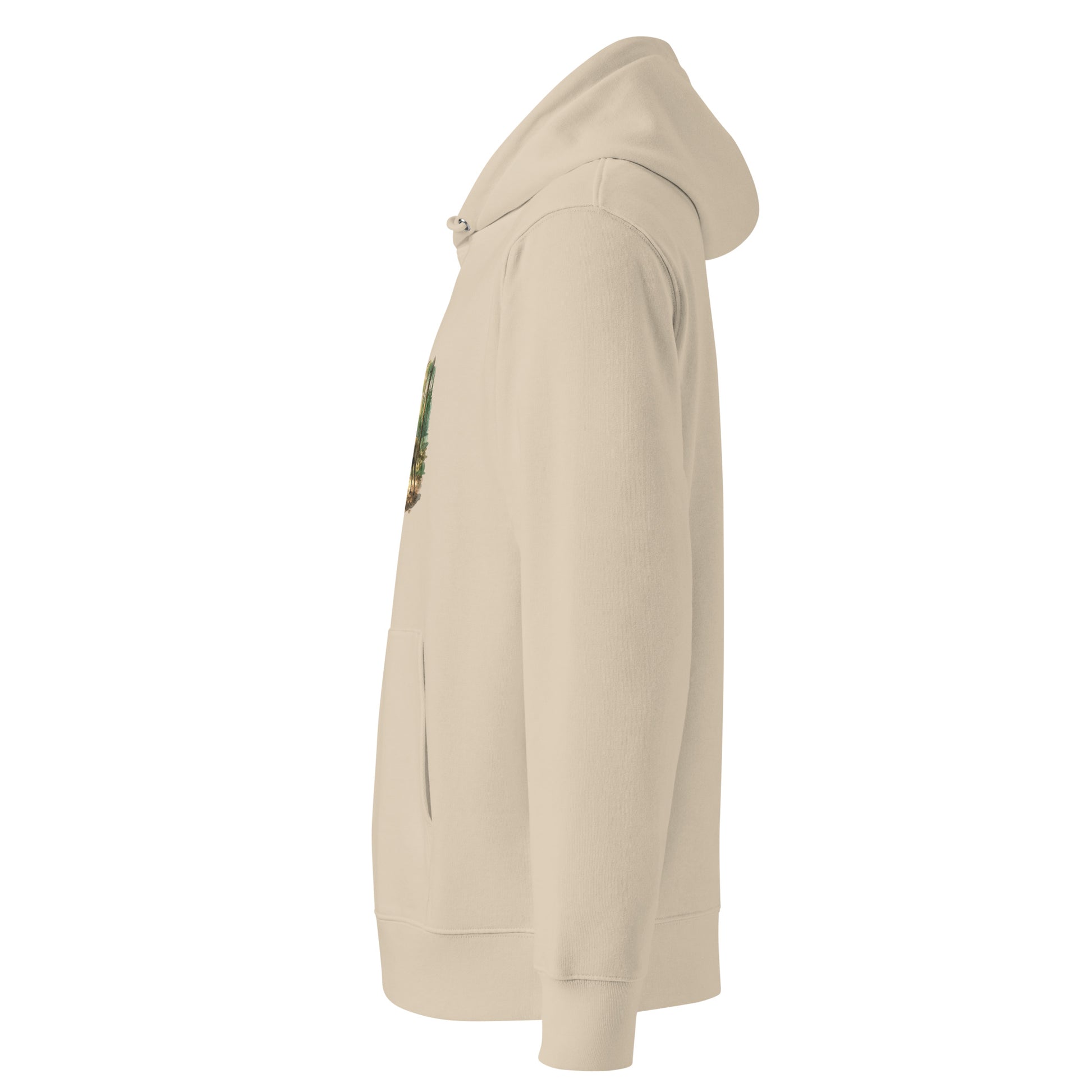 Faithful Friend Premium Organic Hoodie in Sand - Sustainable vintage dog design on an eco-friendly organic cotton hoodie.
