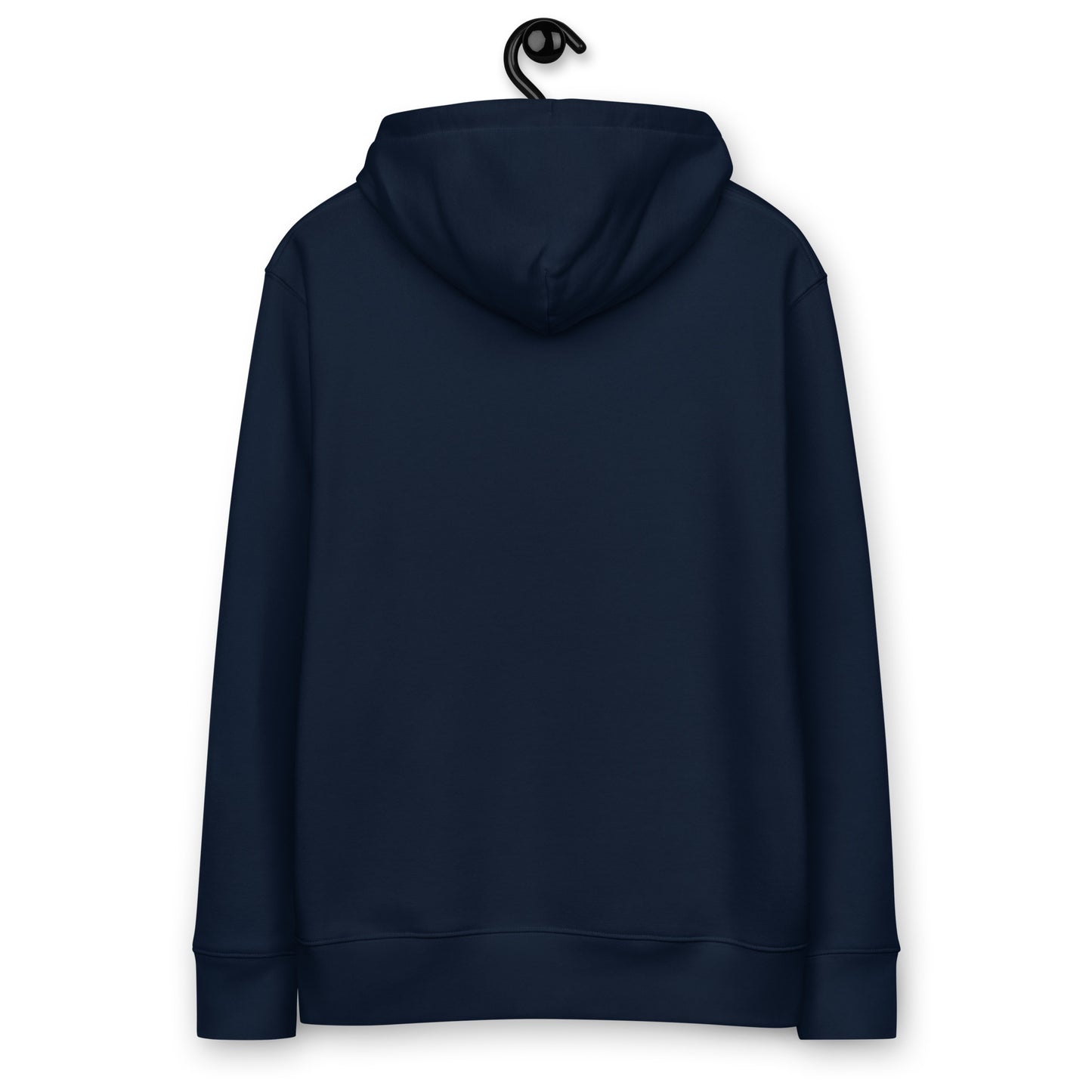 Back view of the eco-friendly Novapuro organic cotton winter hoodie in French navy.