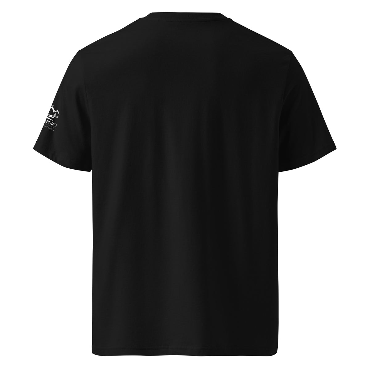 Front flat lay of the black Novapuro Eagle Owl organic t-shirt highlighting the detailed wildlife print on the chest.