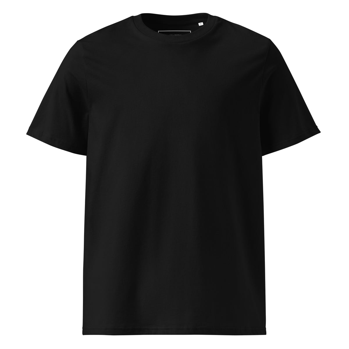 Black organic cotton t-shirt back view featuring an artistic wildlife photograph of a Nordic fox by Niko Laurila.
