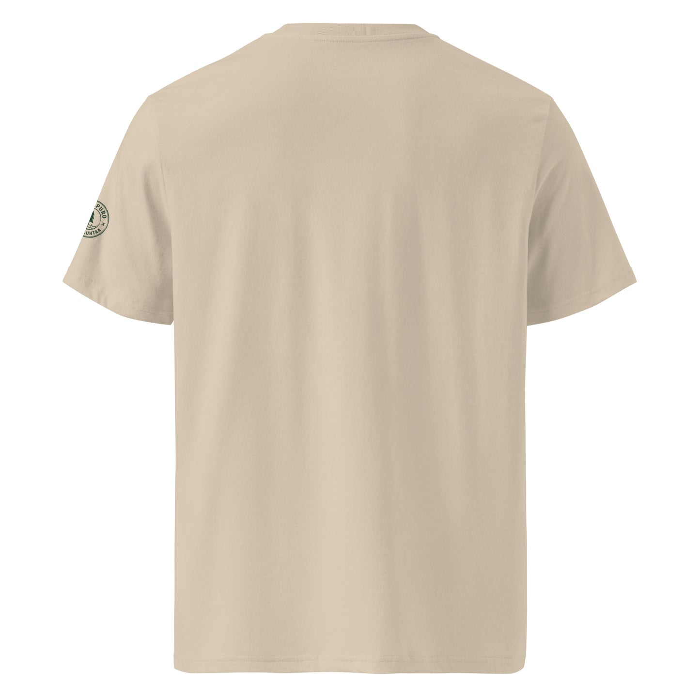 Back view of the sustainable sand-colored organic t-shirt from the Jetro Luhtaa Nordic nature collection.
