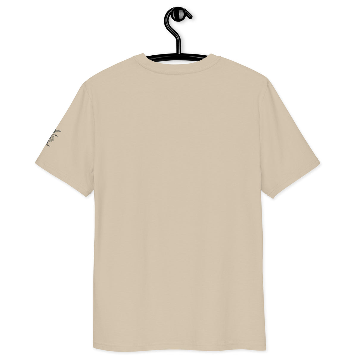 Back view of the eco-friendly unisex t-shirt, showcasing the wildlife photography print of a sleeping fox by Mikko Monto