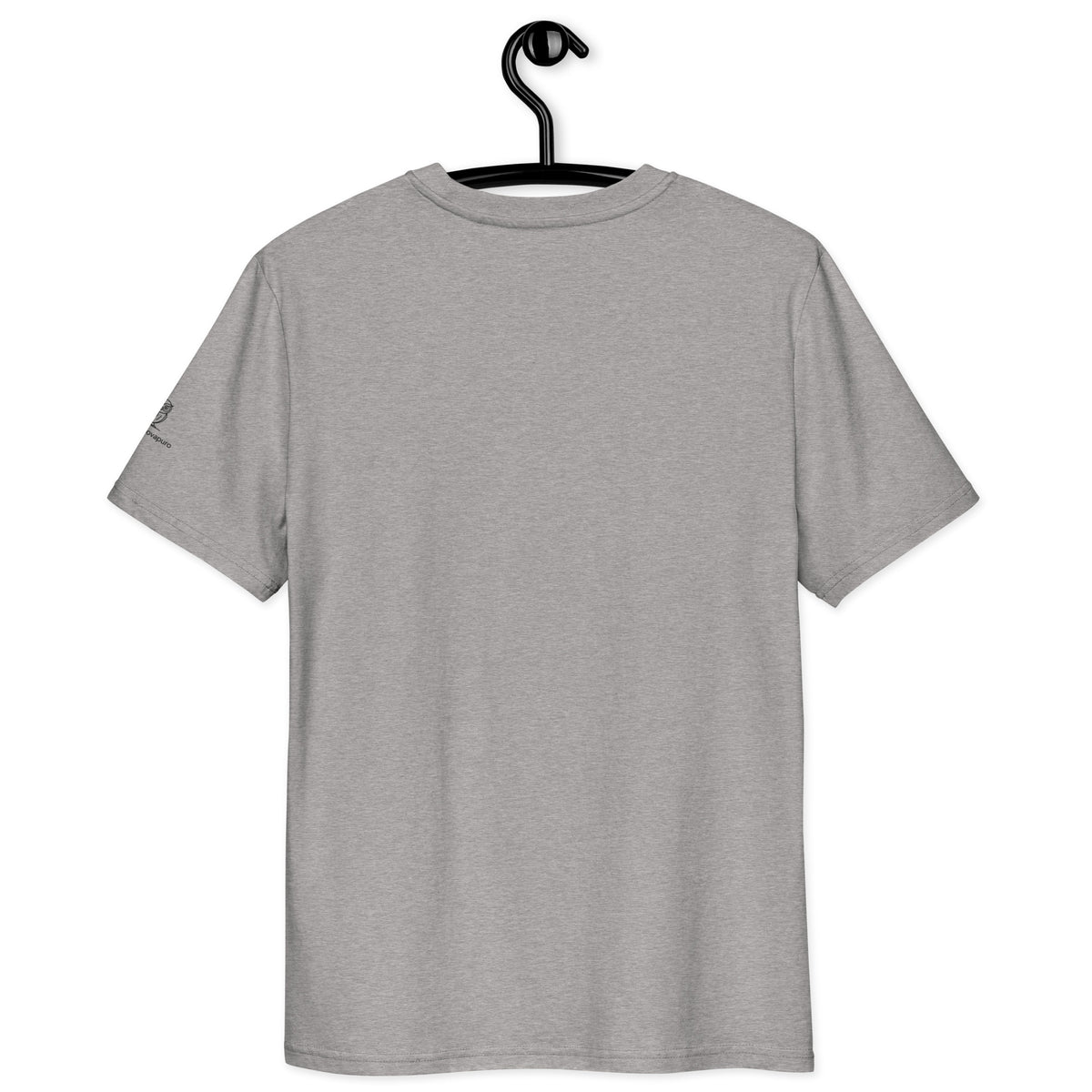 Premium grey organic cotton t-shirt featuring a fine art nature photograph of a Nordic Eurasian Pygmy Owl from the Tarja x Novapuro collection.