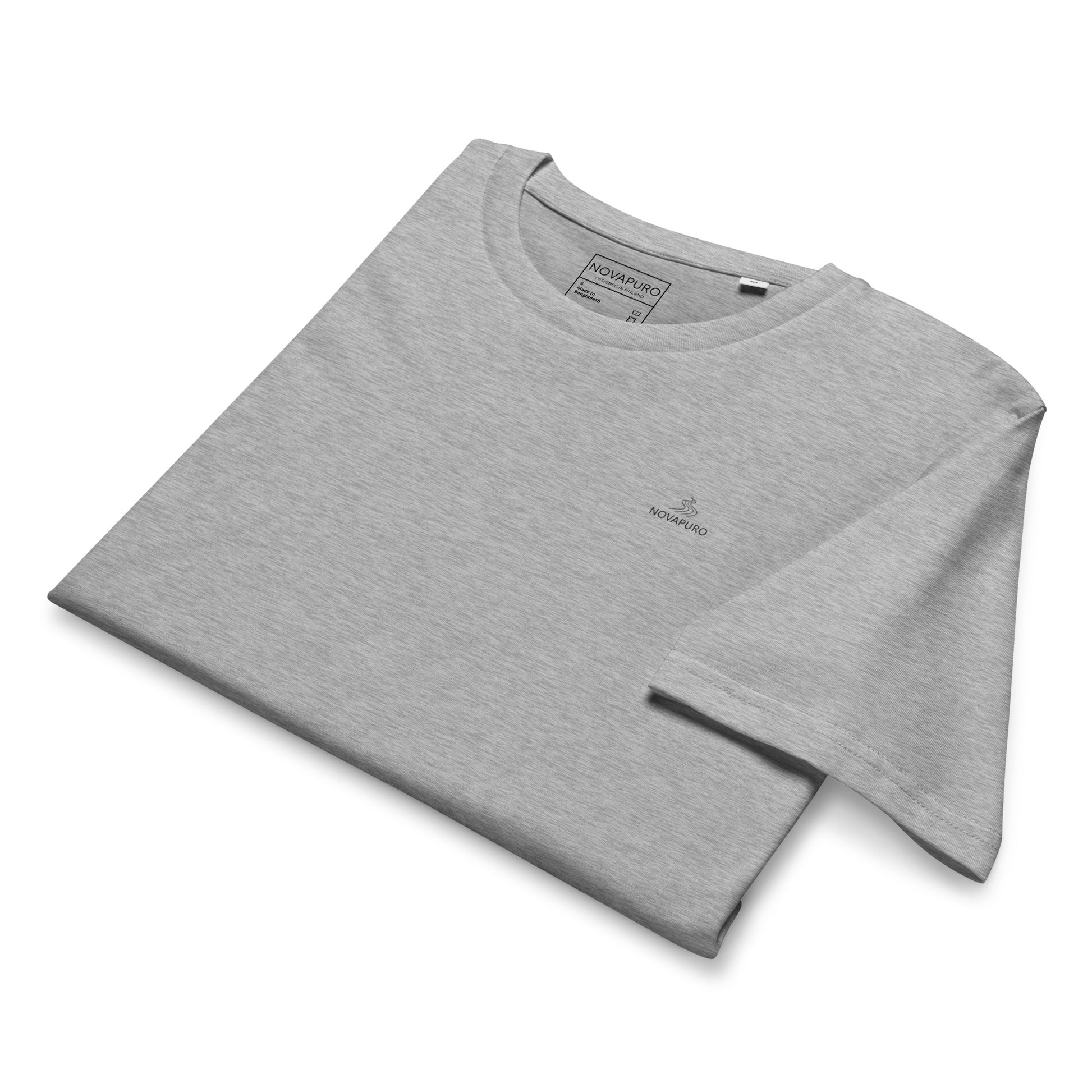 Flat lay of the eco-friendly grey Novapuro organic mid-light t-shirt.
