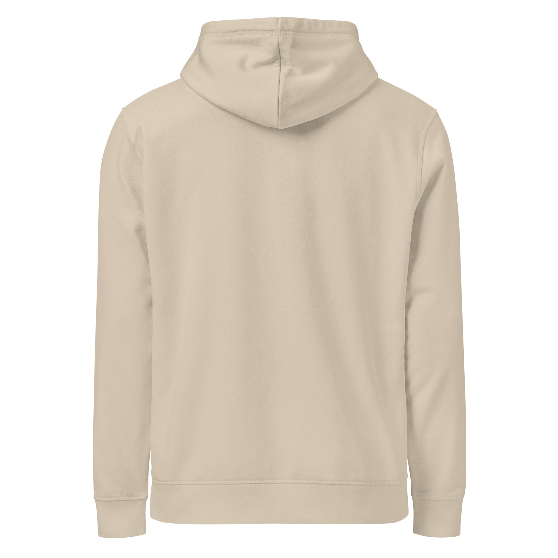 Minimalist line art of a blooming flower and sun with 'Rise and Bloom Novapuro' text on an earthy beige eco-friendly organic hoodie.