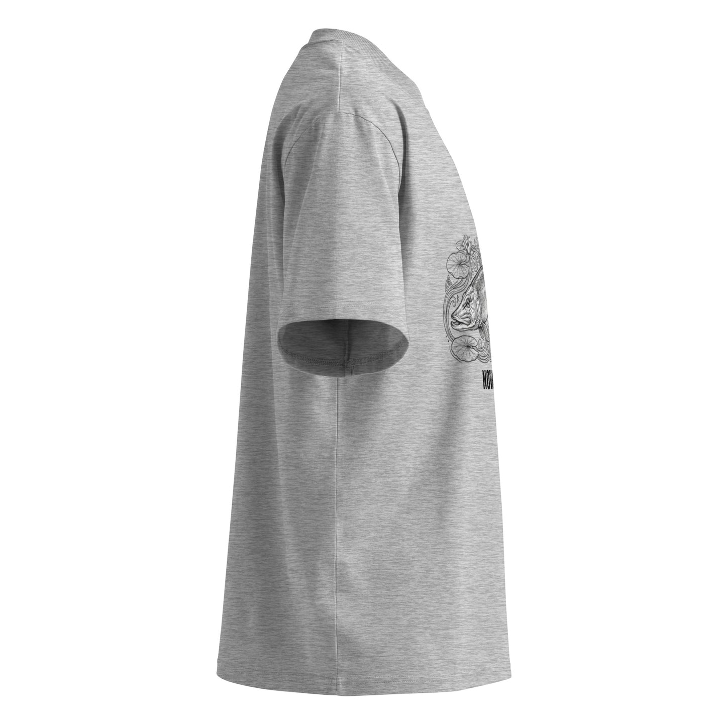 Novapuro oversized high neck t-shirt in grey with large Northern Pike graphic on the front. Organic cotton streetwear.