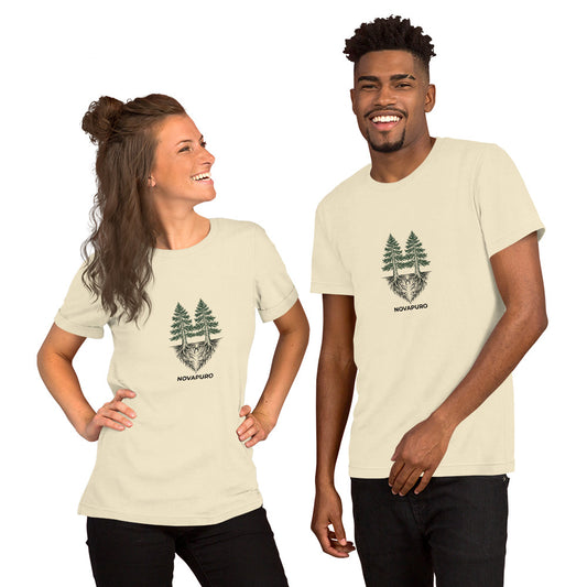 Novapuro Natural Connection Premium Unisex Tee. Organic cotton t-shirt with minimalist nature print. Sustainable Nordic fashion.