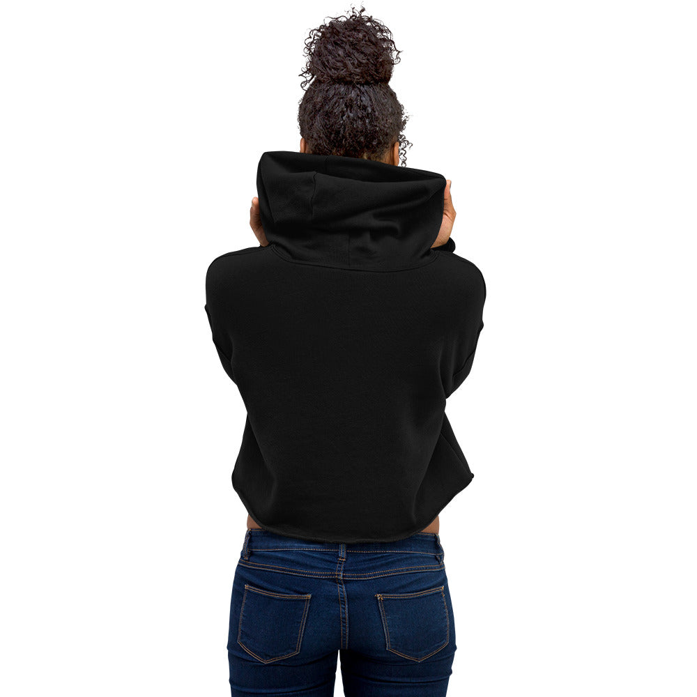 Back view of the trendy raw hem cropped hoodie by Novapuro