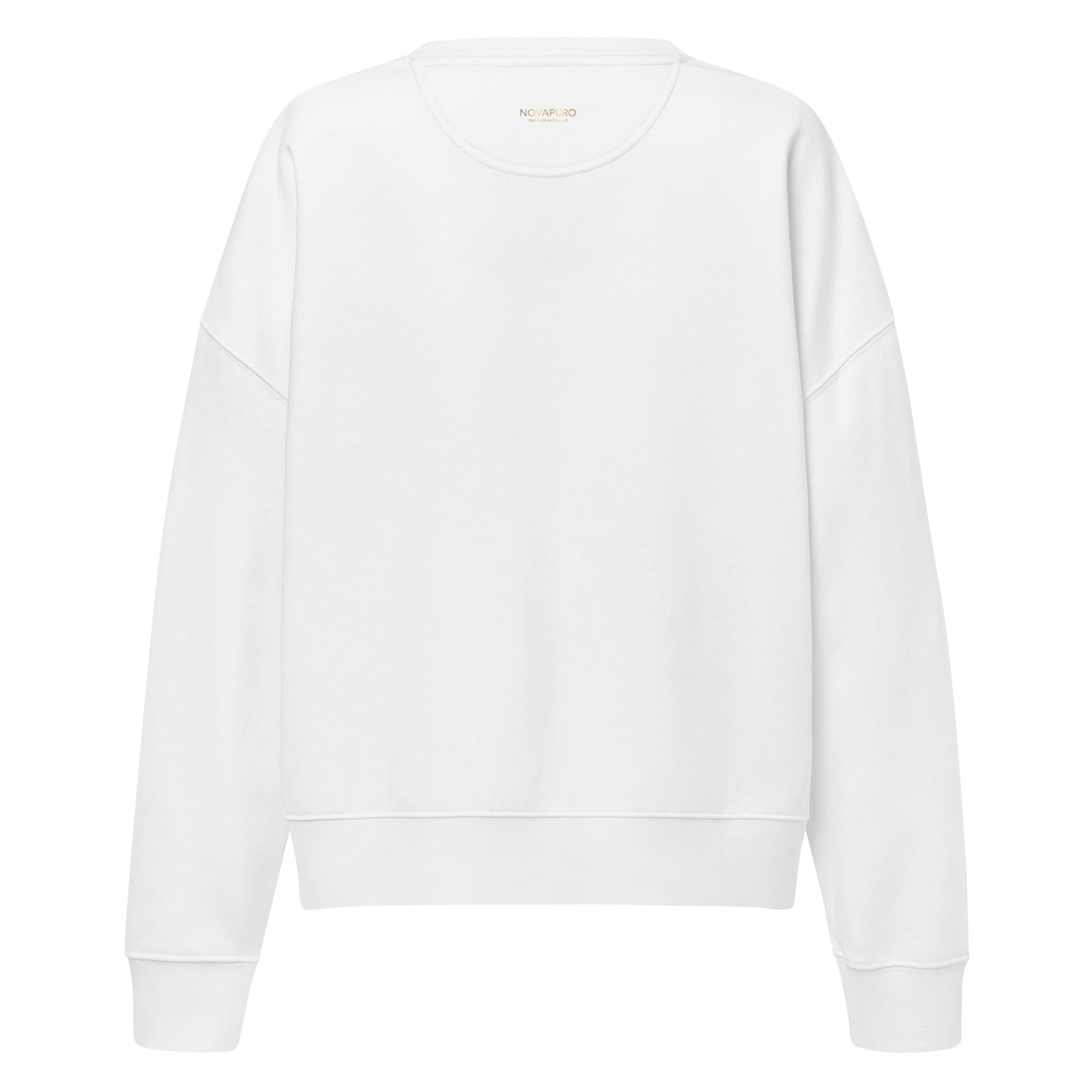 Back view of the white Novapuro Nordic Cloudberry sustainable organic sweatshirt.