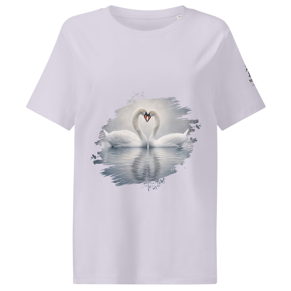 Pale pink women's organic cotton t-shirt featuring a minimalist Nordic swan wildlife photograph by Jarno Virtanen.