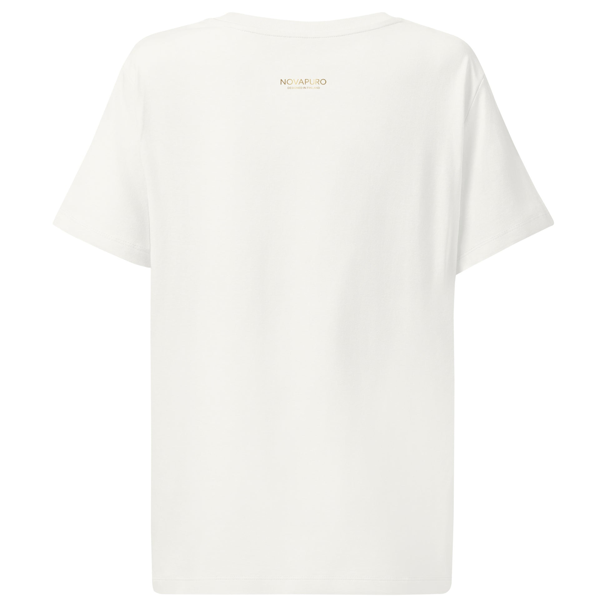 Back view of the white Novapuro Nordic Cloudberry sustainable organic t-shirt.