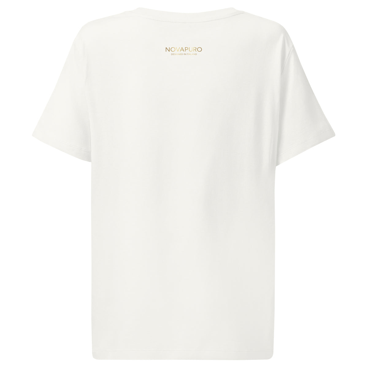 Back view of the premium women's organic cotton ribbed neck tee, designed for flattering and sustainable fashion.