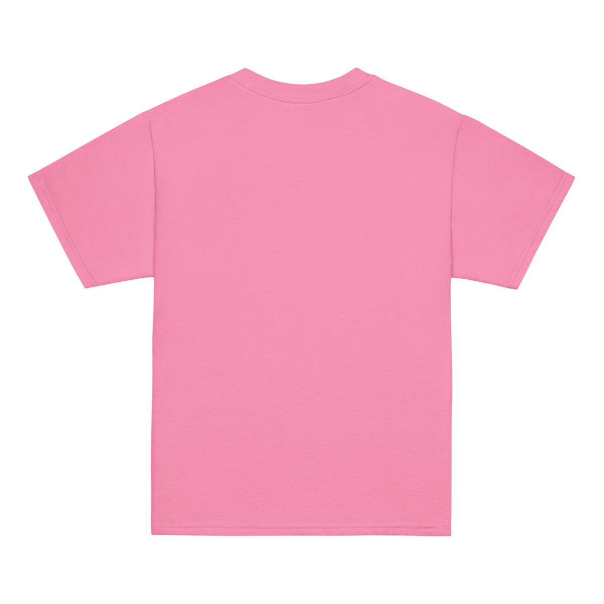 Back view of the blank pink sustainable kids graphic tee by Novapuro, made with OEKO-TEX certified low-impact dyes.